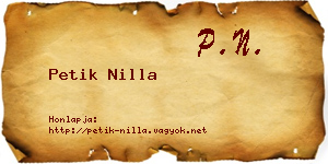 Petik Nilla névjegykártya